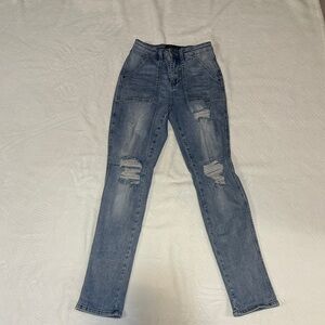 Judy Blue Light Blue Distressed Skinny Jeans